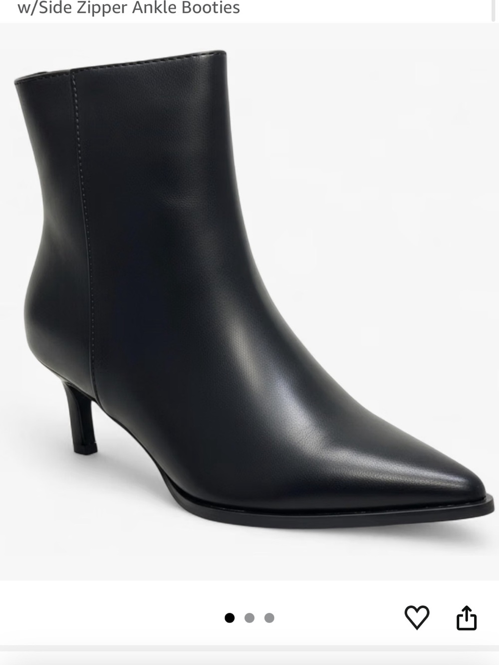 Amazon Black Pointed-Toe Kitten Heel Ankle Boots 2.25 inch heel